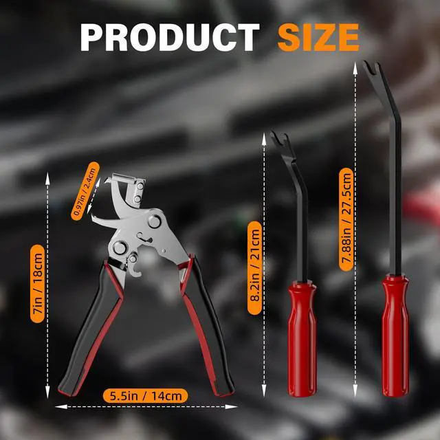 Alt view image 3 of 6 - Car Clip Pliers, Car Trim Removal Tool with 2Pcs Stainless Steel Fastener Removers, for Automotive Interior, Door Panels, Dashboards, Bumpers & Plastic Rivets