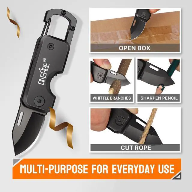 Alt view image 4 of 7 - Pocket Knife for Men Gifts, Stocking Stuffers for Men - Christmas Bulk, Keychain Edc Gift with 1.56inch Blade - Small Folding Knives for Everyday Carry, Box Cutter - Gadgets for Camping, Hiking