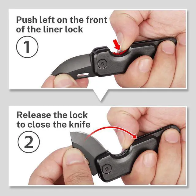 Alt view image 5 of 7 - Pocket Knife for Men Gifts, Stocking Stuffers for Men - Christmas Bulk, Keychain Edc Gift with 1.56inch Blade - Small Folding Knives for Everyday Carry, Box Cutter - Gadgets for Camping, Hiking