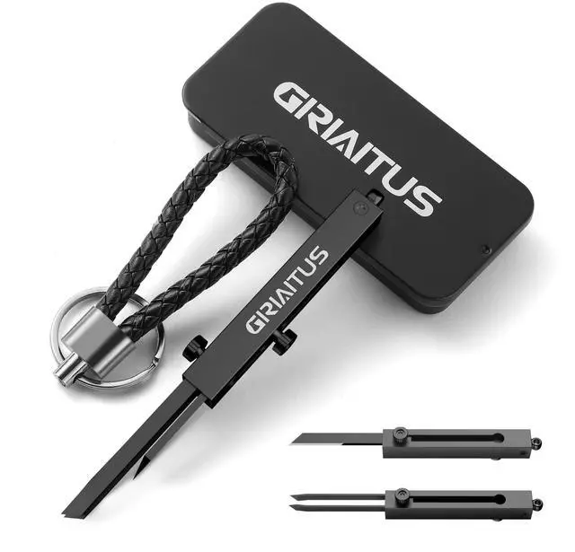 Main image of EDC Pocket Knife 2 in1 Keychain Tweezers Precision Multitool Box Cutter Retractable Multi Tool Utility Knife Portable for Splinters, Craft, Jewelry, Soldering, Outdoor Work Men Women Gift (Black)
