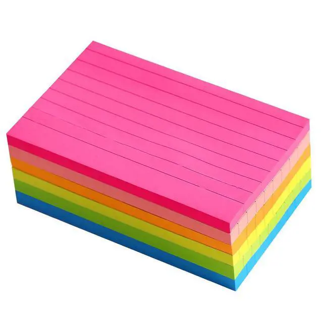 Alt view image 3 of 3 - Lined Sticky Notes 3X5 in Bright Ruled Stickies Colorful Super Sticking Power Memo Pads Strong Adhesive, 6 Pads/Pack, 75 Sheets/pad