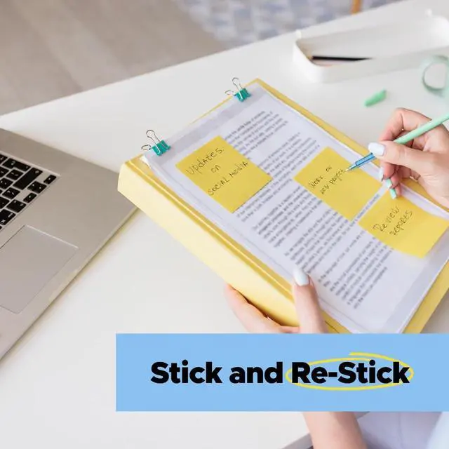 Alt view image 7 of 7 - 100% Lined Recycled Super Sticky Notes, 4 x 6 in, Yellow, 4 Pads