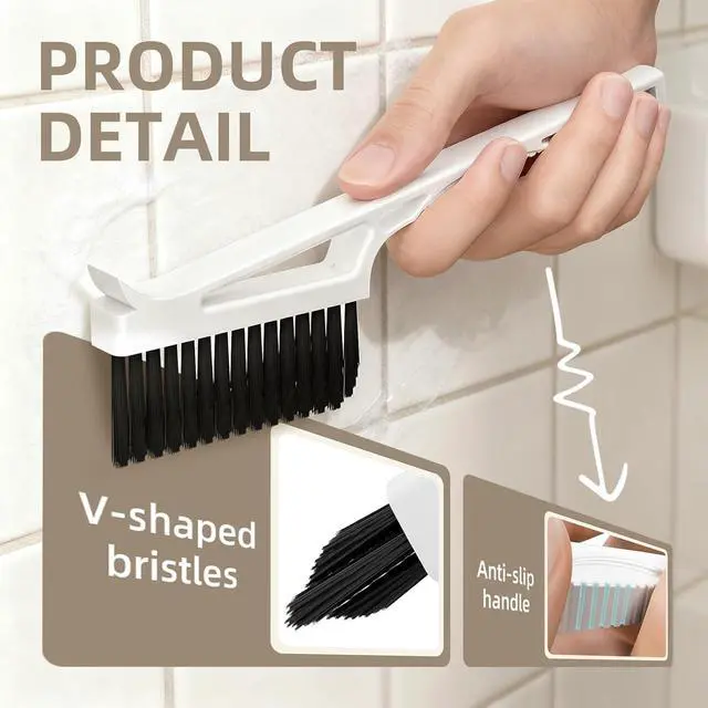 Alt view image 2 of 7 - Grout Cleaner Brush V Shape, Stiff Grout Cleaning Brushes for Tile