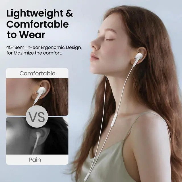 Alt view image 2 of 7 - USB C Wired Earbuds,USB C Headphones Wired with Microphone 2 Pack for iPhone 17/16/15 Pro Max Plus, Type C in-Ear Earphones, HiFi Stereo, No Latency, Comfortable for All-Day Use, for Android