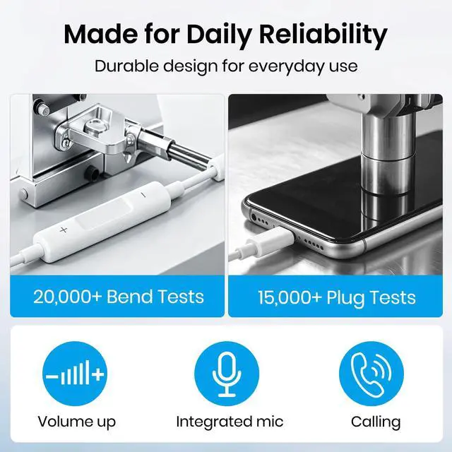 Alt view image 6 of 7 - USB C Wired Earbuds,USB C Headphones Wired with Microphone 2 Pack for iPhone 17/16/15 Pro Max Plus, Type C in-Ear Earphones, HiFi Stereo, No Latency, Comfortable for All-Day Use, for Android