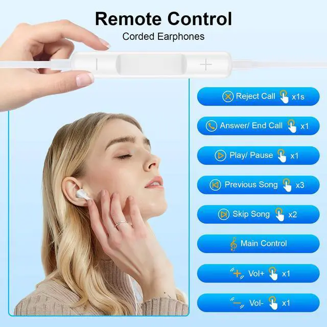 Alt view image 3 of 7 - USB C iPhone 17 16 15 Headphones Wired for iPhone 17e 17 Pro Max Air 16 15