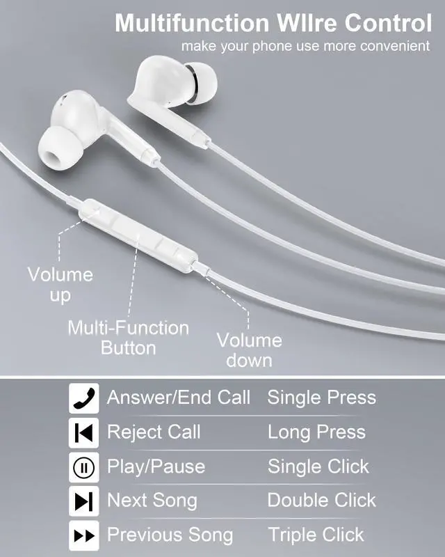 Alt view image 3 of 7 - iPhone 17e 17 16 USB C Wired Headphones with Mic, Noise Cancelling Earbuds