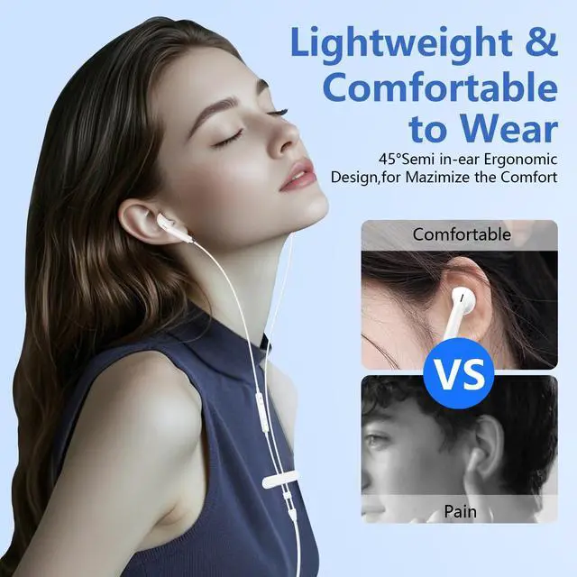 Alt view image 2 of 7 - for iPhone 17e/17 Pro Max Wired Headphones USB C Earbuds Type C Earphones for iPhone 17 Pro/Air 16e 16 Pro Max 16Plus 16 15 Pro Max,USBC Wired Ear Buds with Microphone for Samsung S26 A17 A16 S25 S24