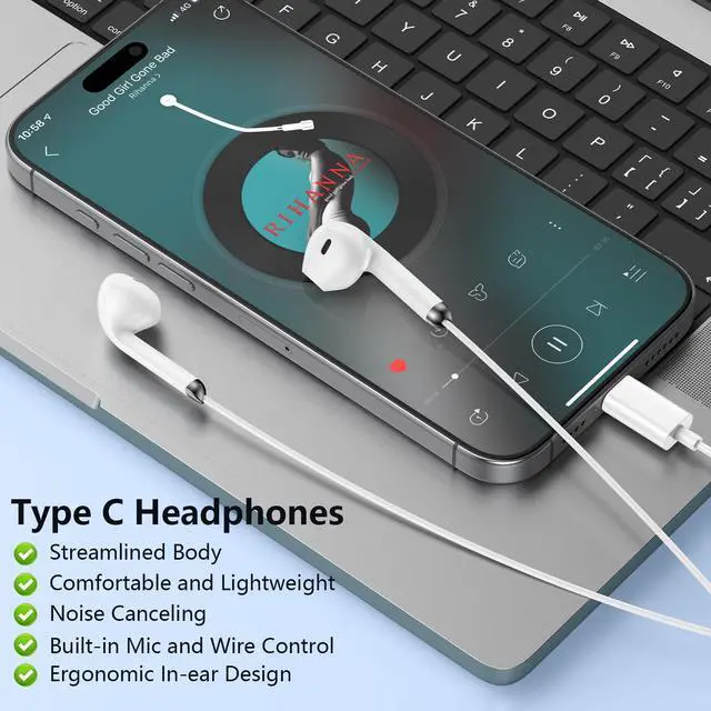 Alt view image 5 of 7 - for iPhone 17e/17 Pro Max Wired Headphones USB C Earbuds Type C Earphones for iPhone 17 Pro/Air 16e 16 Pro Max 16Plus 16 15 Pro Max,USBC Wired Ear Buds with Microphone for Samsung S26 A17 A16 S25 S24