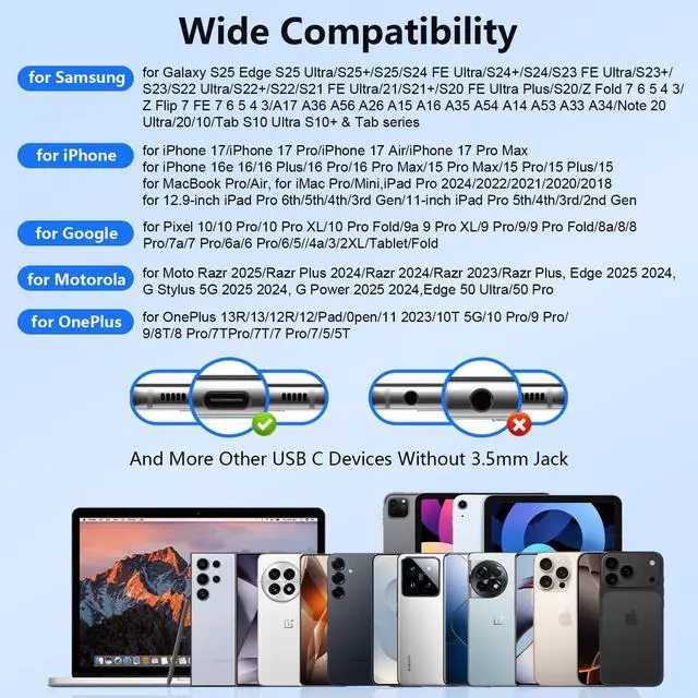 Alt view image 6 of 7 - for iPhone 17e/17 Pro Max Wired Headphones USB C Earbuds Type C Earphones for iPhone 17 Pro/Air 16e 16 Pro Max 16Plus 16 15 Pro Max,USBC Wired Ear Buds with Microphone for Samsung S26 A17 A16 S25 S24