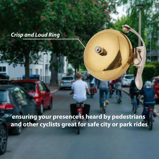 Alt view image 3 of 6 - Brass Bike Bell, Bicycle Bell for Adult Bikes, Loud & Clear Sound Bicycle Bell for Adults & Kids Classic Design, Easy Installation Fits Mountain, Road, Folding Bikes and Scooters