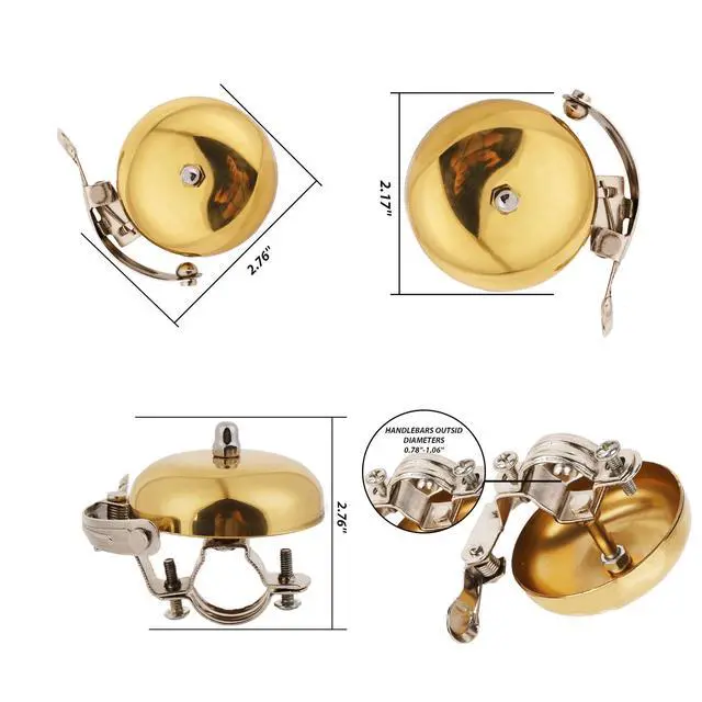 Alt view image 4 of 6 - Brass Bike Bell, Bicycle Bell for Adult Bikes, Loud & Clear Sound Bicycle Bell for Adults & Kids Classic Design, Easy Installation Fits Mountain, Road, Folding Bikes and Scooters