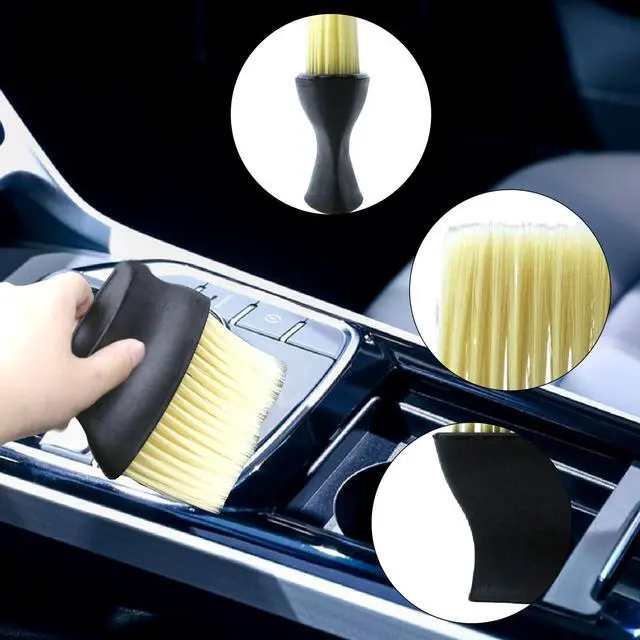 Alt view image 5 of 6 - 4 Pcs Auto Interior Dust Brush Set Soft Bristles Detailing Brush Dusting Tool Car Interior Cleaning Soft Brushes Duster for Automotive Dashboard, Air Conditioner Vents, Keyboard Dust Removal(Yellow)