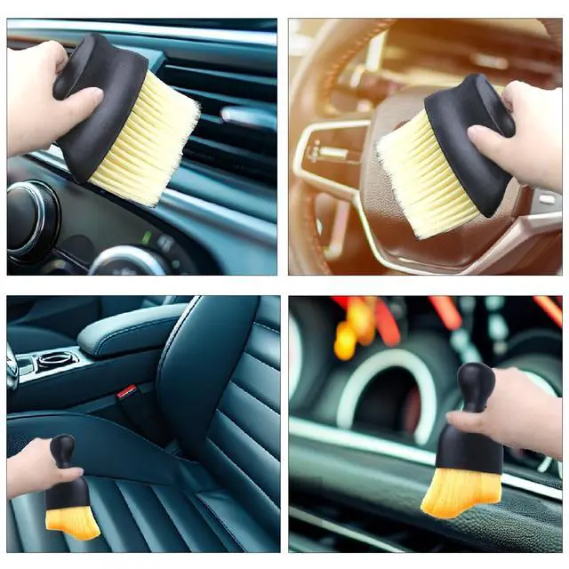 Alt view image 6 of 6 - 4 Pcs Auto Interior Dust Brush Set Soft Bristles Detailing Brush Dusting Tool Car Interior Cleaning Soft Brushes Duster for Automotive Dashboard, Air Conditioner Vents, Keyboard Dust Removal(Yellow)