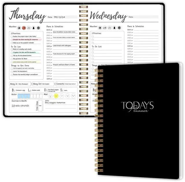 Main image of Work Planner with Hourly Schedules, To Do List, Tasks, Expense Tracker 7 Days Daily Planner Self-Care for Organizing Meals, Water Take-in, Mood, Exercise & Health, 10 x 7.3 inches