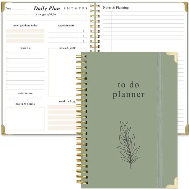 Main image of To Do List Notebook - Aesthetic Daily Planner to Easily Organize Your Tasks And Boost Productivity - Undated Planner for School or Office Supplies, 5.8" x 8.5", Green
