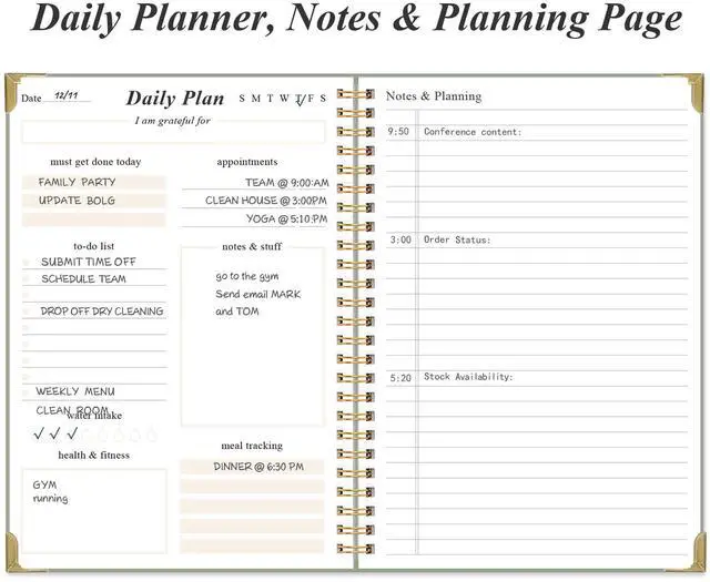 Alt view image 3 of 7 - To Do List Notebook - Aesthetic Daily Planner to Easily Organize Your Tasks And Boost Productivity - Undated Planner for School or Office Supplies, 5.8" x 8.5", Green