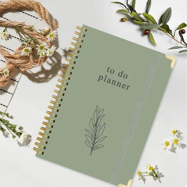 Alt view image 7 of 7 - To Do List Notebook - Aesthetic Daily Planner to Easily Organize Your Tasks And Boost Productivity - Undated Planner for School or Office Supplies, 5.8" x 8.5", Green