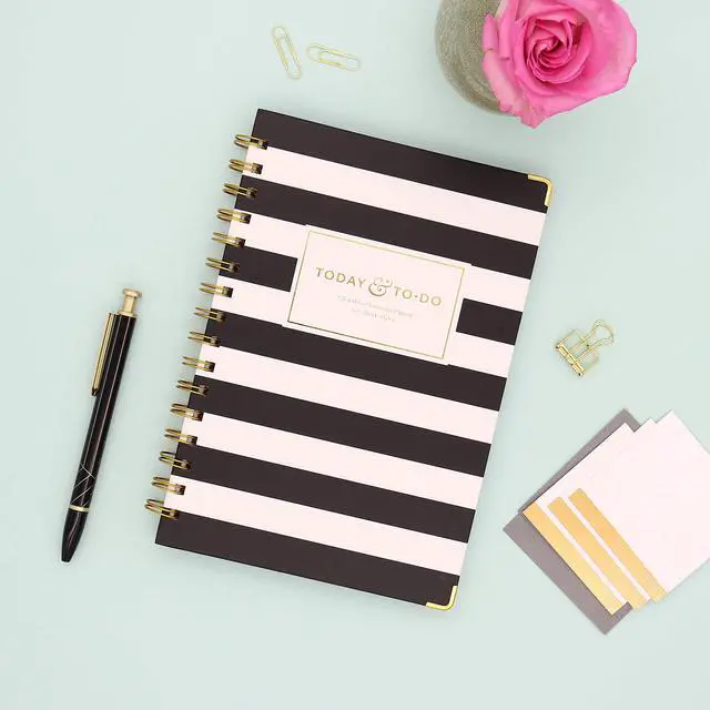Alt view image 7 of 7 - Day Designer for Today To-Do Notebook, 160 Ruled Pages, Twin-Wire Binding, Hardcover, 5.75'' x 8.5'', Black Stripe