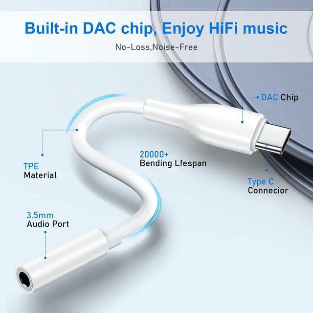 Alt view image 4 of 7 - 11 10 USB Type C to 3.5mm Headphone Adapter for Google Pixel 11Pro XL | 11Pro Fold 10a 9,iPhone 17e 16,USB C to Aux Audio Jack Adapter Dongle Cable for Galaxy S26Ultra A17 A16 Z Flip8 7 A54 S26 S25