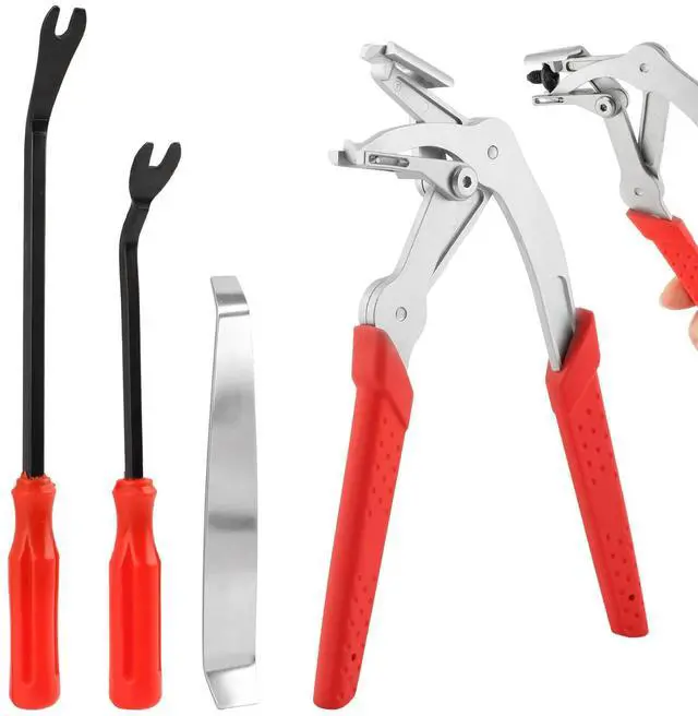 Main image of Car Clip Pliers Set, Professional Auto Clip Removal Pliers Tool with 3 Pcs Car Trim Removal Tool, Angled Jaw Trim Clip Release Tool Kit for Door Panel, Dashboard, Interior & Exterior Trim