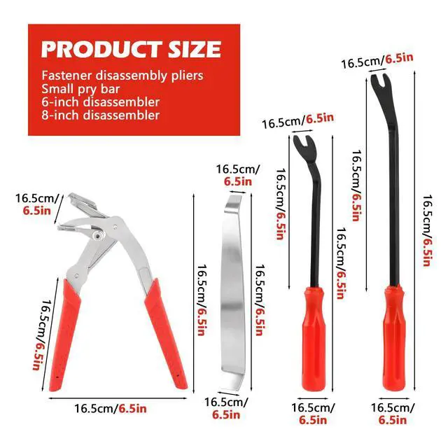Alt view image 2 of 7 - Car Clip Pliers Set, Professional Auto Clip Removal Pliers Tool with 3 Pcs Car Trim Removal Tool, Angled Jaw Trim Clip Release Tool Kit for Door Panel, Dashboard, Interior & Exterior Trim