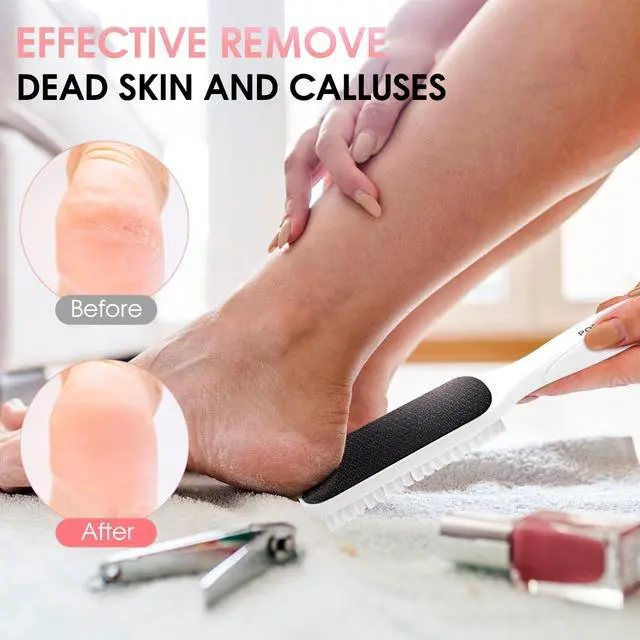 Alt view image 4 of 7 - Brush, File Callus Remover Dead Skin Nano Glass Remover for Feet with Soft Brush, Professional Pedicure Tool for Home Foot Care - White