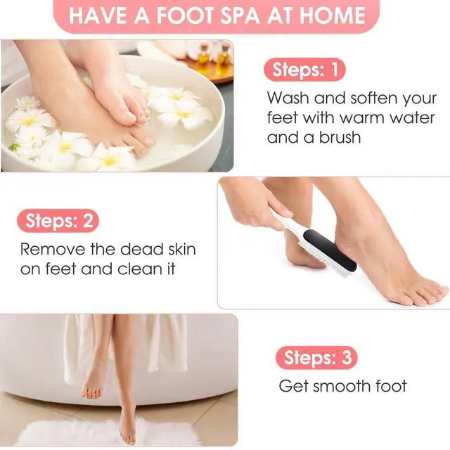 Alt view image 6 of 7 - Brush, File Callus Remover Dead Skin Nano Glass Remover for Feet with Soft Brush, Professional Pedicure Tool for Home Foot Care - White
