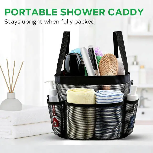 Alt view image 5 of 7 - Mesh Shower Caddy Portable for College Dorm Room Essentials, 8-Pocket Shower Tote Bag with Quick-Dry Mesh, Hanging Shower Basket for Bathroom, Beach, Camp, Gym & Travel