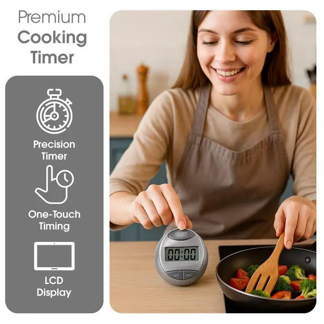Alt view image 5 of 7 - Loud Alarm Countdown Timer & Stopwatch, Large Display Egg Timer for Cooking, Baking, Shower, Study, Classroom, Exercise, Portable Kitchen Timer Digital