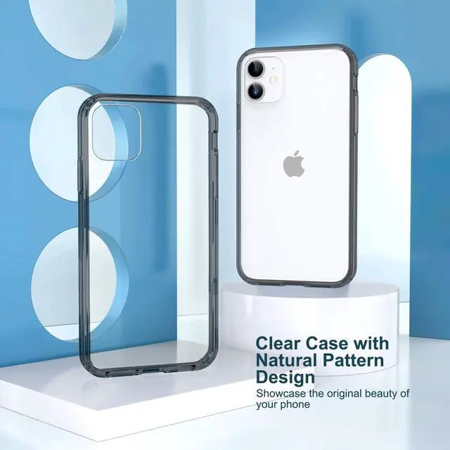 Alt view image 2 of 7 - Compatible with iPhone 11 Case Clear with Color Border, Black Border