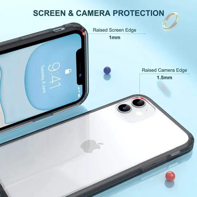 Alt view image 3 of 7 - Compatible with iPhone 11 Case Clear with Color Border, Black Border