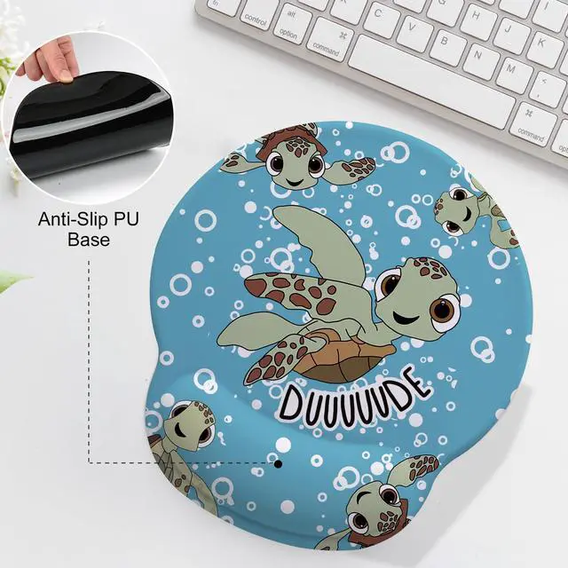 Alt view image 2 of 7 - Mouse Pad with Gel Wrist Support, Smooth Surface Ergonomic Mouse pad, Non-Slip Pain Relief Desk Mat for Gaming, Work & Office Desktop Sea Turtle 2