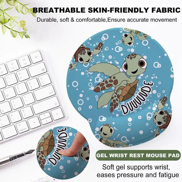 Alt view image 3 of 7 - Mouse Pad with Gel Wrist Support, Smooth Surface Ergonomic Mouse pad, Non-Slip Pain Relief Desk Mat for Gaming, Work & Office Desktop Sea Turtle 2