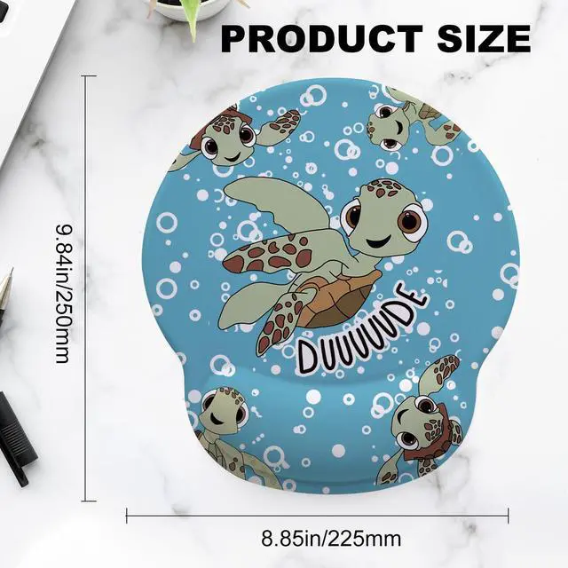 Alt view image 4 of 7 - Mouse Pad with Gel Wrist Support, Smooth Surface Ergonomic Mouse pad, Non-Slip Pain Relief Desk Mat for Gaming, Work & Office Desktop Sea Turtle 2