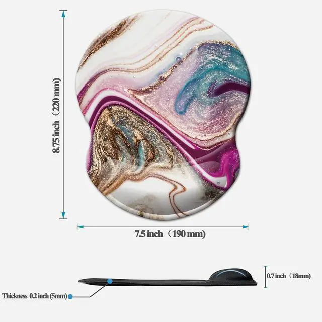 Alt view image 2 of 7 - Mouse Pad with Wrist Support, Non Slip Mousepad Wrist Rest for Office, Computer, Laptop & Mac-Comfortable & Lightweight Ergonomic Support Mouse Mat(Beige Purple Marble-Wrist)