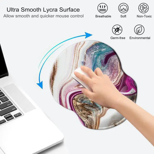 Alt view image 3 of 7 - Mouse Pad with Wrist Support, Non Slip Mousepad Wrist Rest for Office, Computer, Laptop & Mac-Comfortable & Lightweight Ergonomic Support Mouse Mat(Beige Purple Marble-Wrist)