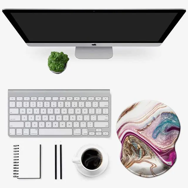 Alt view image 6 of 7 - Mouse Pad with Wrist Support, Non Slip Mousepad Wrist Rest for Office, Computer, Laptop & Mac-Comfortable & Lightweight Ergonomic Support Mouse Mat(Beige Purple Marble-Wrist)