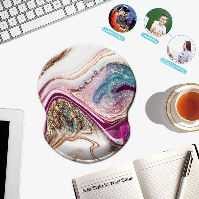 Alt view image 7 of 7 - Mouse Pad with Wrist Support, Non Slip Mousepad Wrist Rest for Office, Computer, Laptop & Mac-Comfortable & Lightweight Ergonomic Support Mouse Mat(Beige Purple Marble-Wrist)