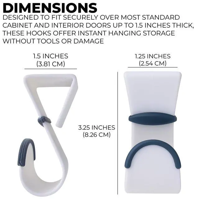 Alt view image 2 of 4 - Over-the-Door Hooks Heavy Duty Plastic Door Hangers with Non-Slip Rubber Grips Fits Most Standard Doors No Tools or Drilling Ideal for Towels, Robes, Bags, and Coats