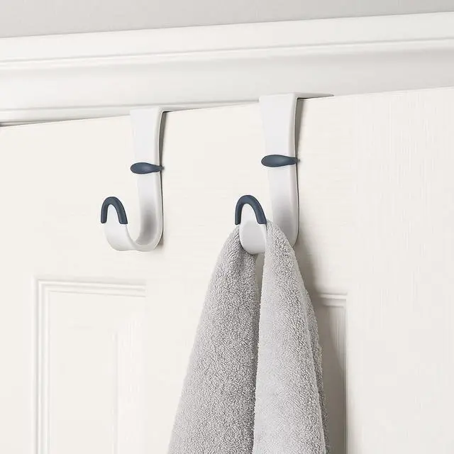 Alt view image 4 of 4 - Over-the-Door Hooks Heavy Duty Plastic Door Hangers with Non-Slip Rubber Grips Fits Most Standard Doors No Tools or Drilling Ideal for Towels, Robes, Bags, and Coats