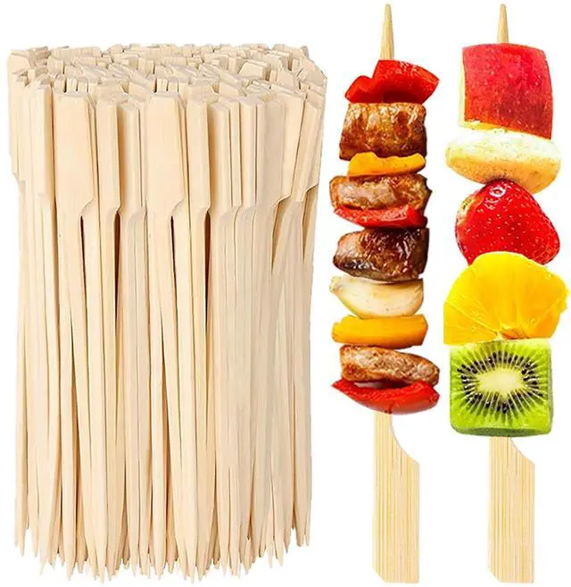 Main image of 200 PCS 8 Inch Bamboo Skewers for Appetizers, Toothpicks, Cocktail Picks for Christmas Party, Fruit Kababs, Sausage, Barbecue Snacks, Natural Wooden Paddle Skewer Food Sticks, Charcuterie Accessories
