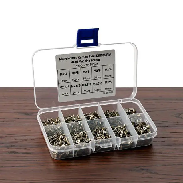 Alt view image 3 of 6 - Silver Laptop Screws Kit 500PCS M2 M2.5 M3 Flat Head Phillips Machine Screws for SSD Motherboard & Electronics Repair