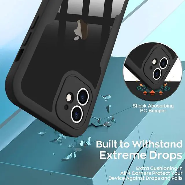 Alt view image 3 of 7 - Compatible with iPhone 11 Case Full Body Clear Design - Black