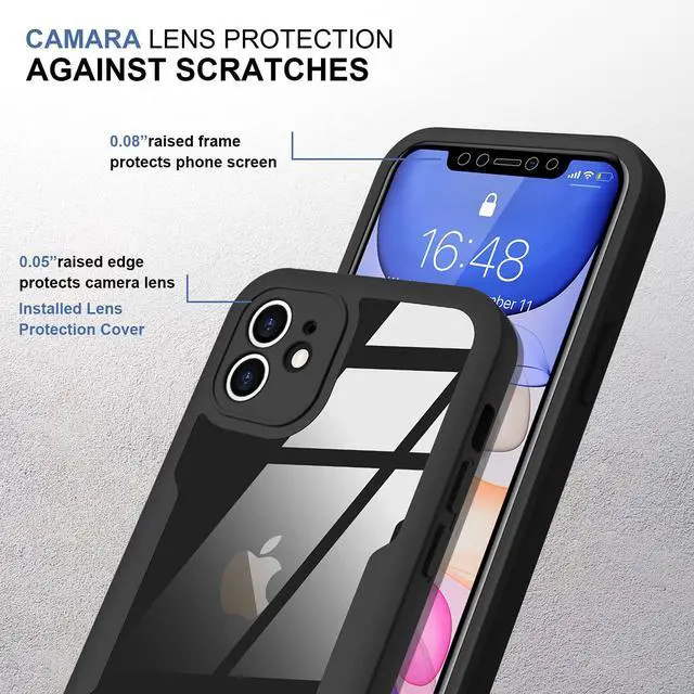 Alt view image 4 of 7 - Compatible with iPhone 11 Case Full Body Clear Design - Black