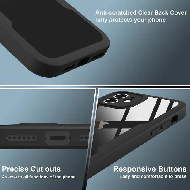 Alt view image 5 of 7 - Compatible with iPhone 11 Case Full Body Clear Design - Black