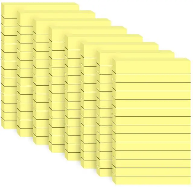 Main image of Lined Sticky Notes 3x5 in,400 Sheets,Clean Remove for Home,Back to School