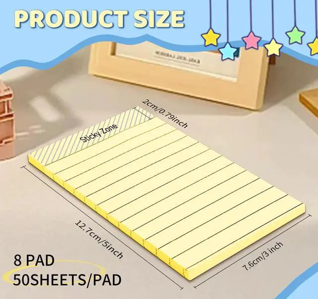 Alt view image 3 of 7 - Lined Sticky Notes 3x5 in,400 Sheets,Clean Remove for Home,Back to School