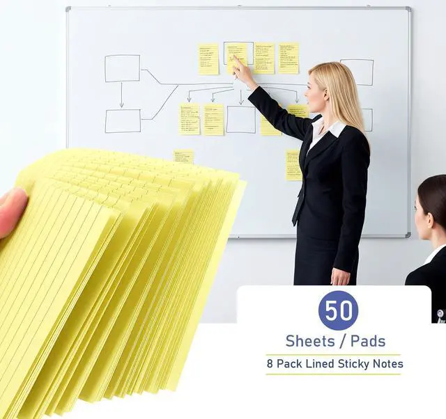 Alt view image 2 of 7 - Lined Sticky Notes 3x5 in,400 Sheets,Clean Remove for Home,Back to School