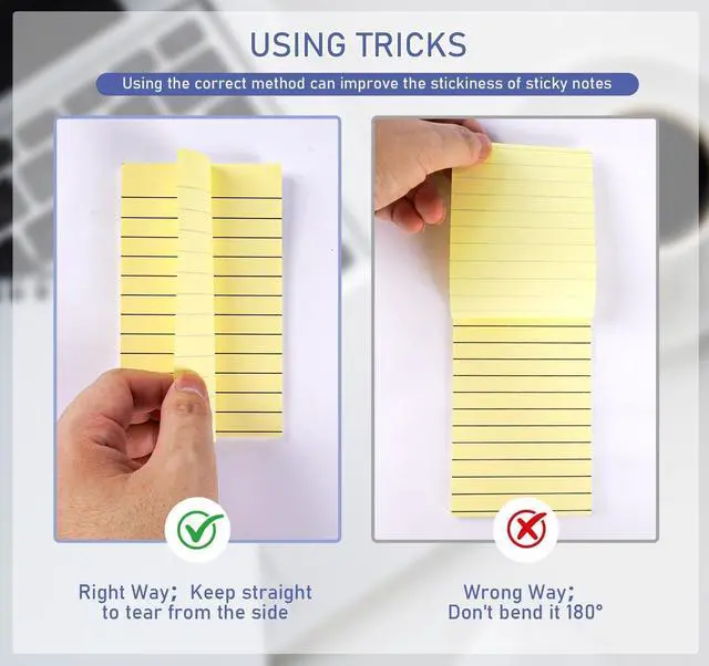 Alt view image 7 of 7 - Lined Sticky Notes 3x5 in,400 Sheets,Clean Remove for Home,Back to School